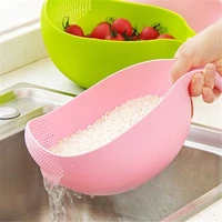 2 in 1 rice washer plastic sieve multi function with handle to wash vegetables wash rice wash fruit asphalt basket kitchen tool