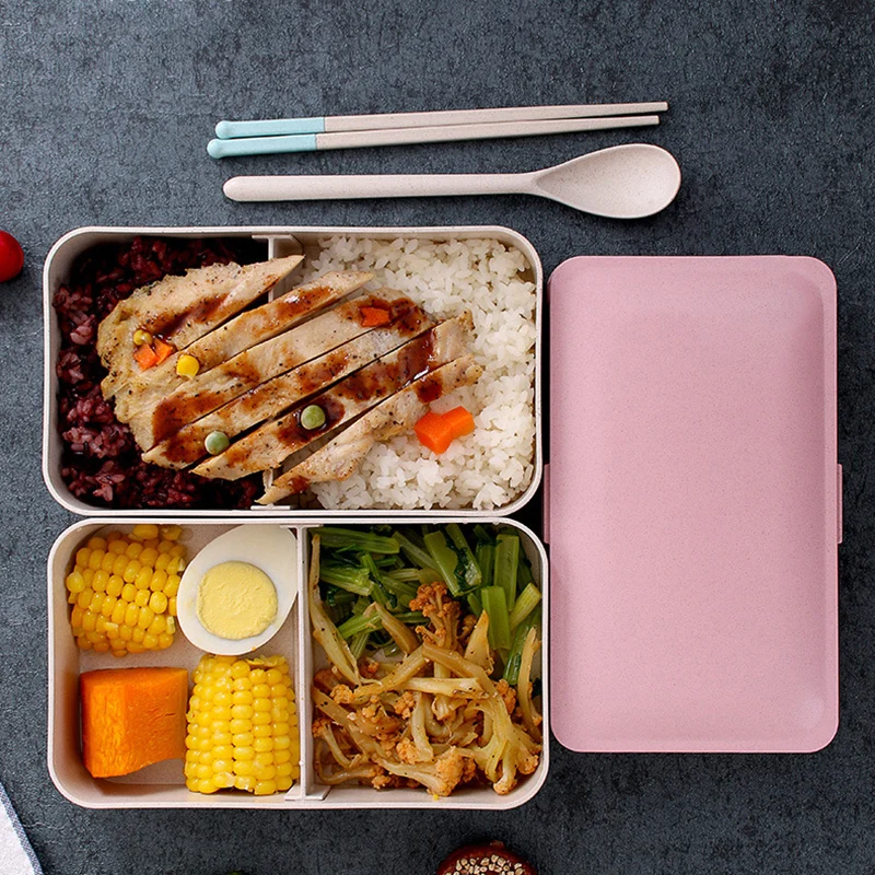 Ланч бокс для микроволновки 2 слоя японский рис Husk Bento Box хранения пищевых