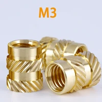 m3 100pcs brass hot melt inset nuts heating molding copper thread inserts nut sl type double twill knurled injection brass nut