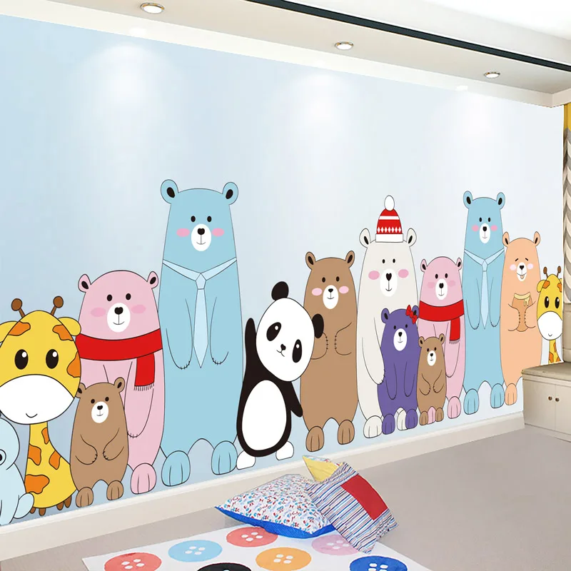 

3D Stereo Cartoon Wall Stickers for Kids Room Bedroom Decor Living Room Kindergarten Wall Enclosure Cute Animal Mural PVC