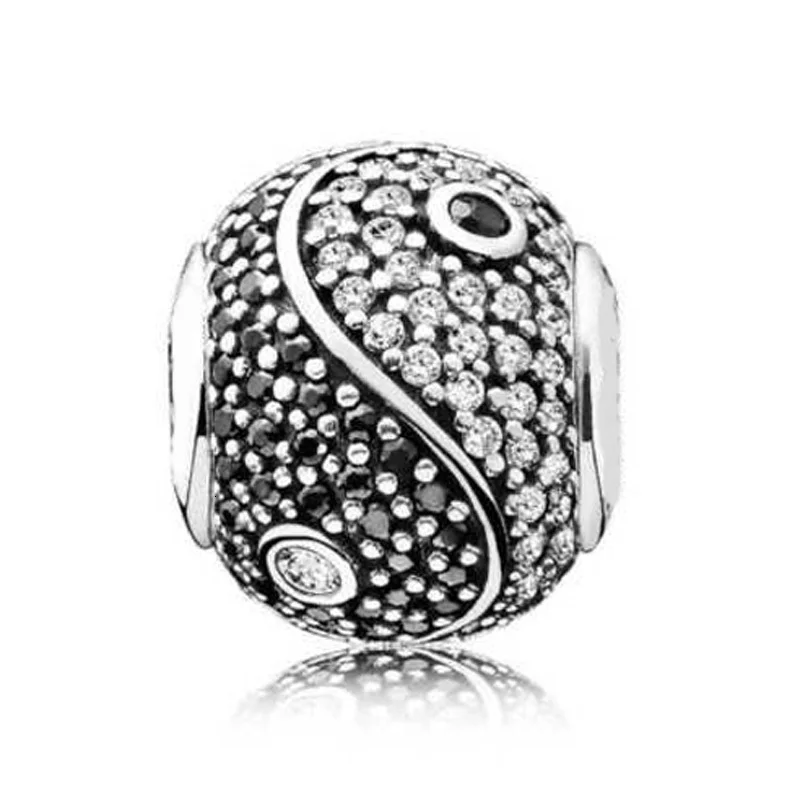 Популярная 925 пробы Серебряная эссенция баланс Шарм бисера Инь Ян сплетни