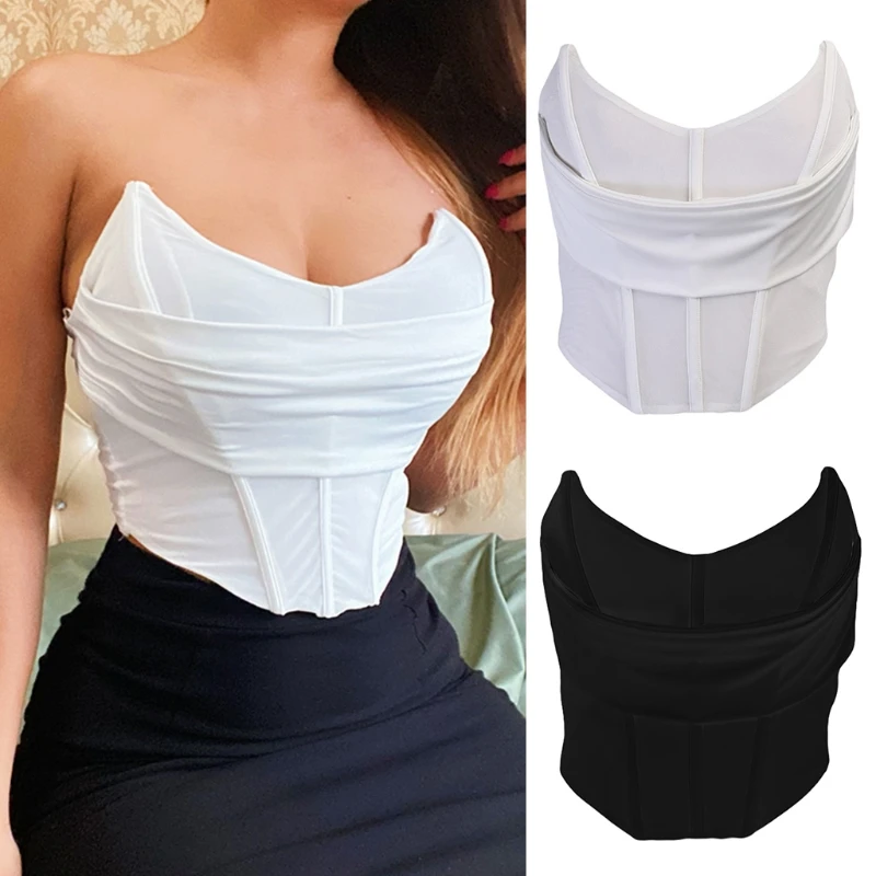 

Sexy Women Push Up Bustiers Corsets Strapless Off Shoulder Slim Crop Tops Clubwear Party Outwear Strapless