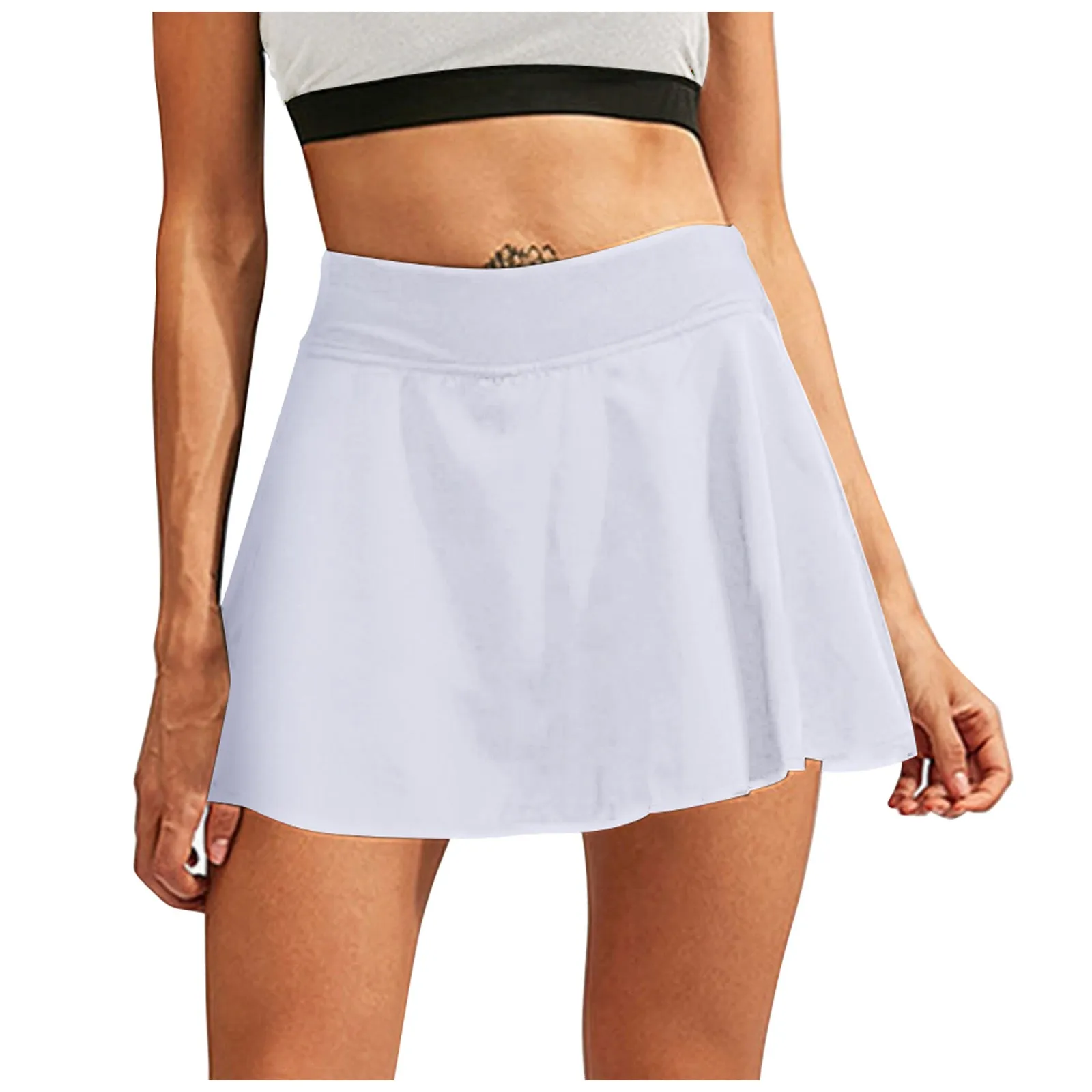 

2021skirts Womens Solid Casual Loose Fake Two-pieces Quick-drying Running Fitness Skirt Anti-peeping Sports Skirts