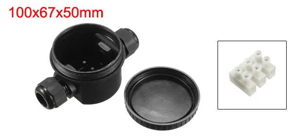 Black 100x67x50mm Uxcell водонепроницаемый внутренний, наружный кабель втулка электрическая распределительная коробка с клеммной полосой DIY Защита питания корпус - Цвет: Black 100x67x50mm
