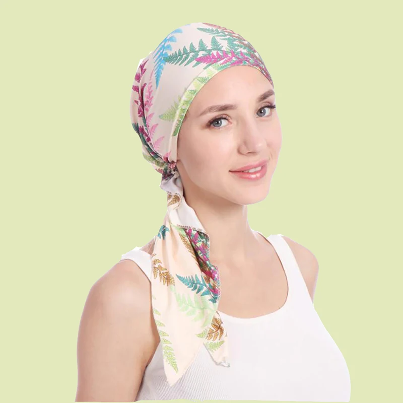 Женская шляпа шелковая с принтом мусульманская шапка пуловер Кепка Эластичный