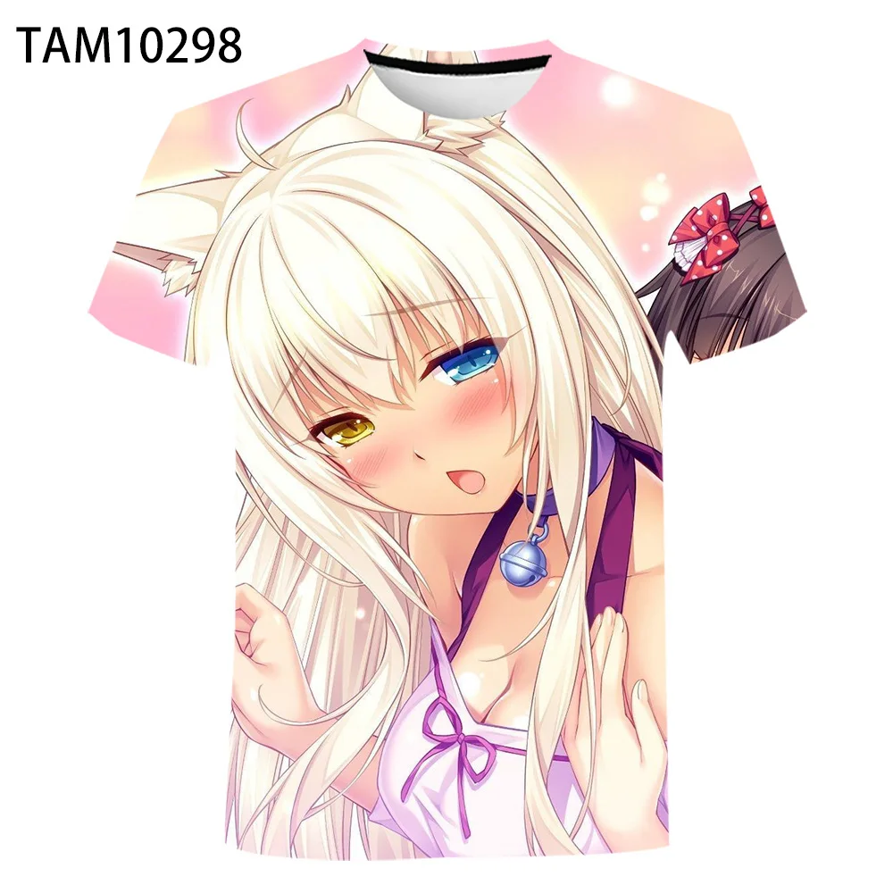 

SONSPEE 3D Print Men Women Casual Short Sleeve Nekopara T-shirts Harajuku Streetwear Anime Sexy Girl Ahegao Tees Top Shirt