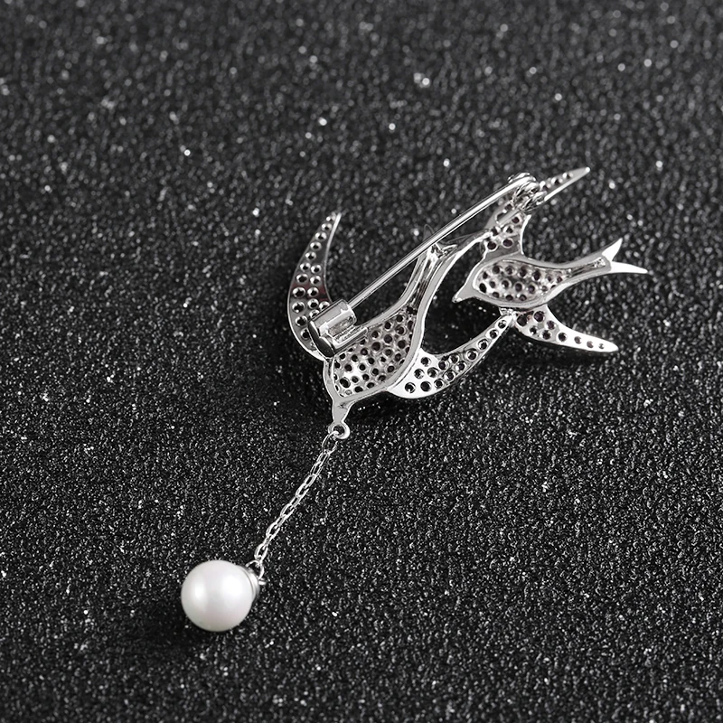 Двойная Ласточка Висячие жемчужные броши Любовь брошь в виде птицы цветные