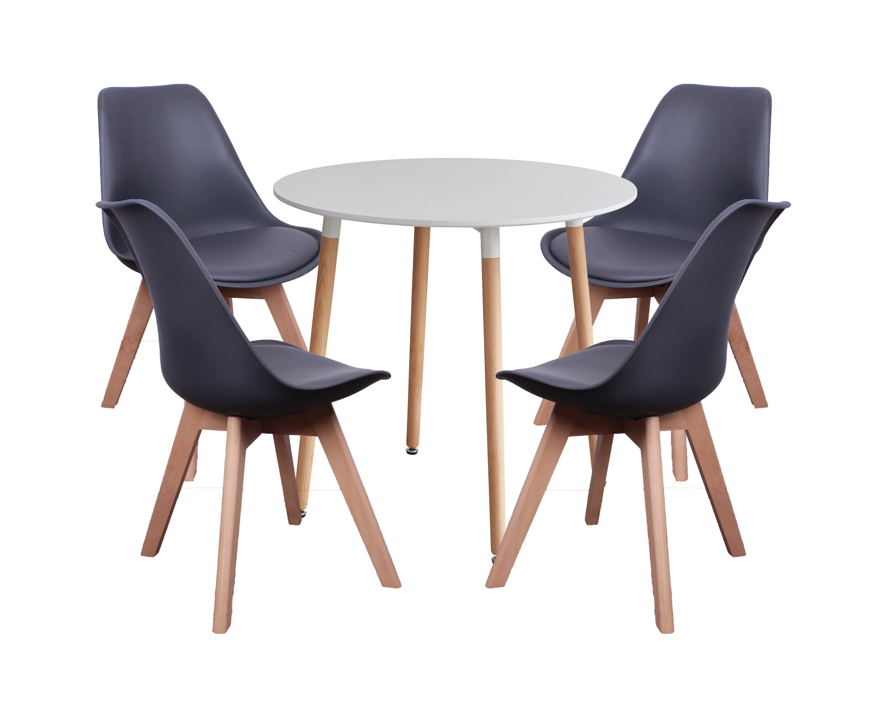 

Scandinavian Design Style Dining Chair Soft Seat Cushion Solid Wood Legs with White Round Table Kitchen Furniture