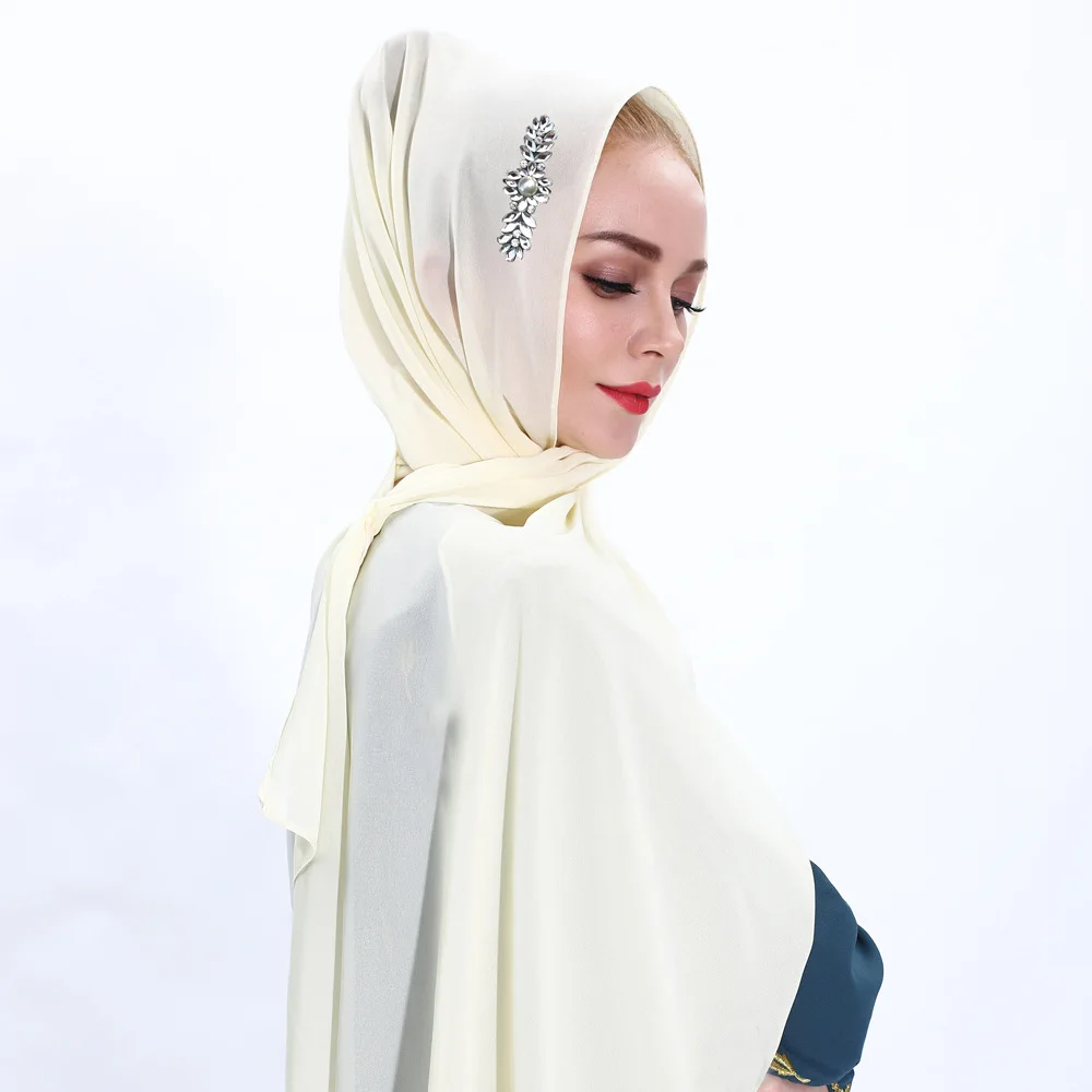 Исламская Для женщин длинный шарф Мусульманский Макси-шали простым изголовьем