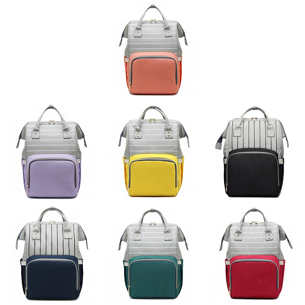 

Newborn Baby Nursing Care Diaper Bag Striped Mummy Bag Multi-function Large Capacity Nappy Organizer Waterproof Maternity Bag