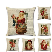 christmas cushion cover santa claus pillowcase sofa polyester pillow cases christmas decoration for home decor pillow cover
