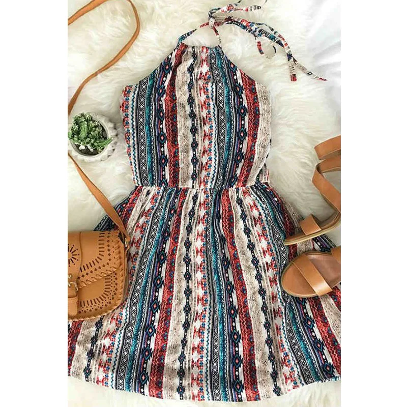 

Donsignet Fashion Women's Dress New Summer Casual Hot Sale Halter Neck Pullover Sexy Halter High Waist Suspender Dresses Women