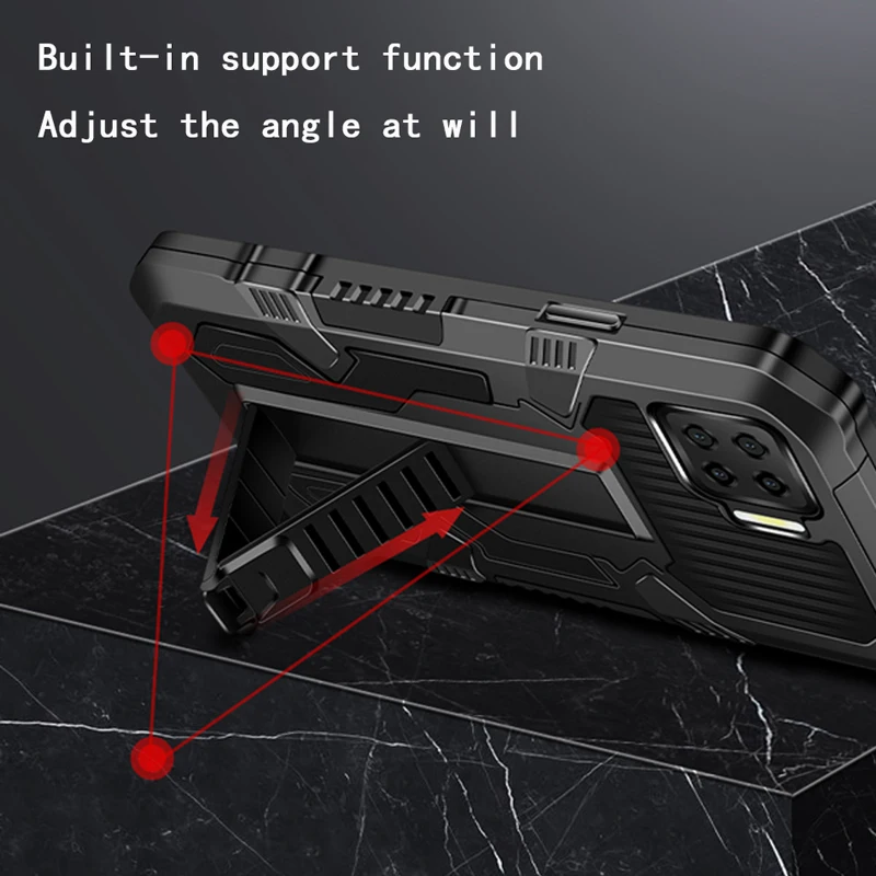 Armor Shockproof Case For OPPO Realme C21 C20 6 5i 6i 7i 5 Pro C3 C11 C12 C15 C17 Cases Bumper Realme 7 8 Q2 Stand Holder Cover