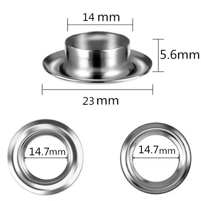 

Grommet Kit 100 Sets Grommets Eyelets with 3 Pieces Install Tool Kit, 4 Colors (0.55 Inch Inside Diameter)