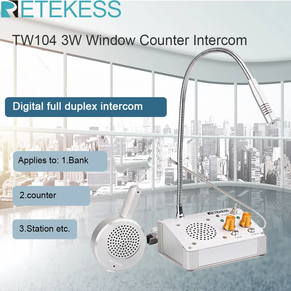 

RETEKESS TW104 домофон с окошком 3 Вт цифровая полнодуплексная Переговорная система для ресторана аптечный зал банк офисный магазин