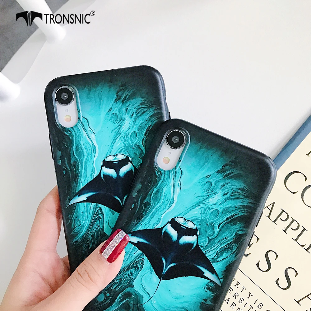 Черный чехол для телефона Jellyfish iPhone XR X XS MAX мягкий матовый крутой Роскошный 6 6s 7 8