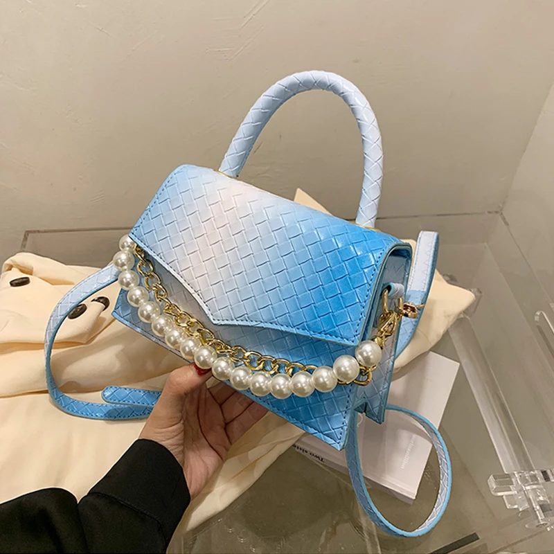 

Pearl Chain Bag Female 2021 New Trendy Summer Wild One-shoulder Messenger Bag Net Red Woven Small Square Bag