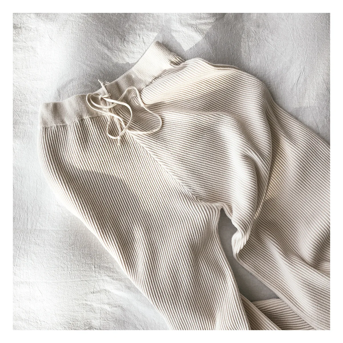 High Waist Women Wool Pants Korean White Soft Elegant Wide Leg Basic Warm Chic Casual Elastic Sweater for Girl |