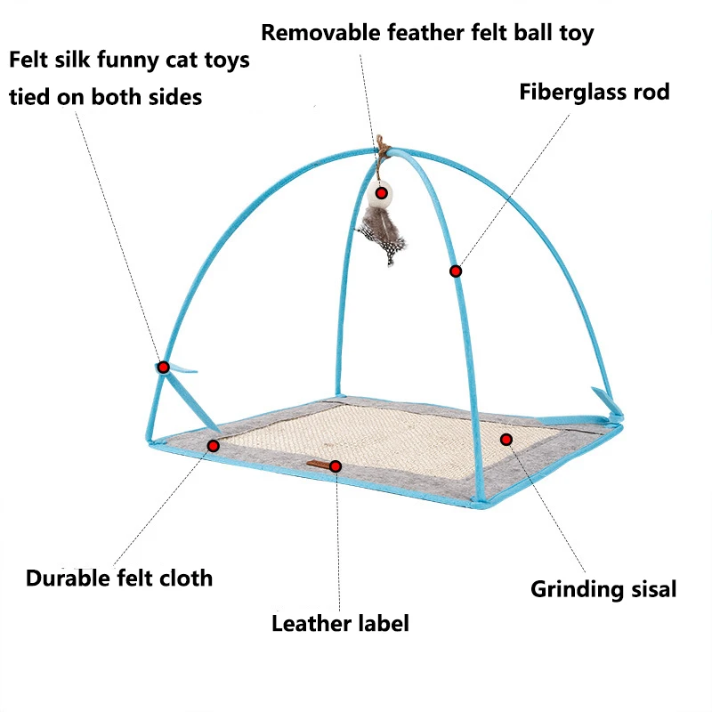 Игровой коврик Когтеточка для кошек игрушка сизаля с пером|Кровати и подстилки