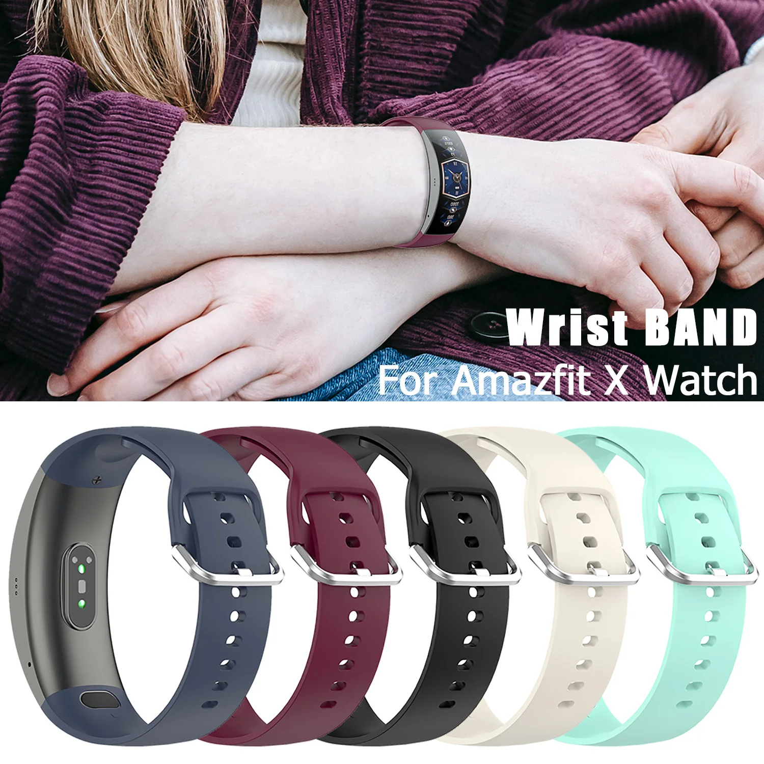 Ремешок для часов Amazfit X Регулируемый мягкий браслет с зарядным кабелем