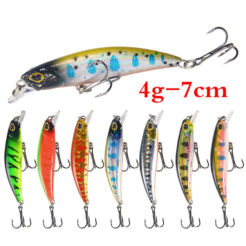 

4 г Minnow приманки для ловли рыбы, бас карп рыбалка приманка опускается на дно искусственный Жесткий рыбы морская приманка пресной воды тройно...