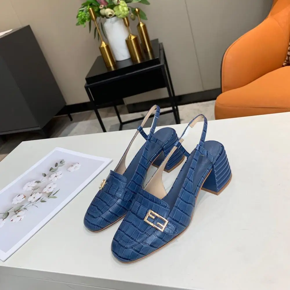 

prowo Shoes Women Metal Decor Women Sandals Back Strap Square Heels Rounds Toes Sandals Woman Sandals