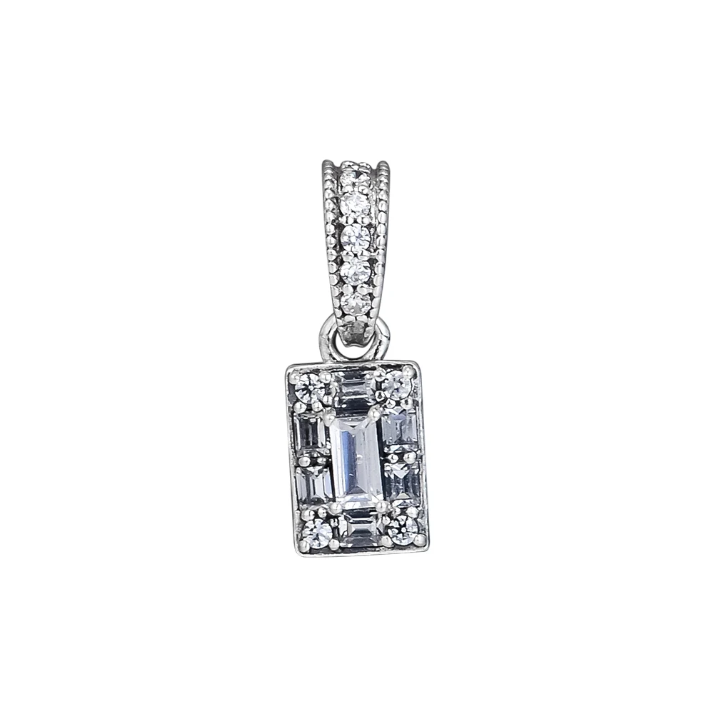 

Fits Pandora Bracelets 925 Sterling Silver Sparkling Square Halo Pendant Beads Charms DIY Jewelry Making Gift for Women
