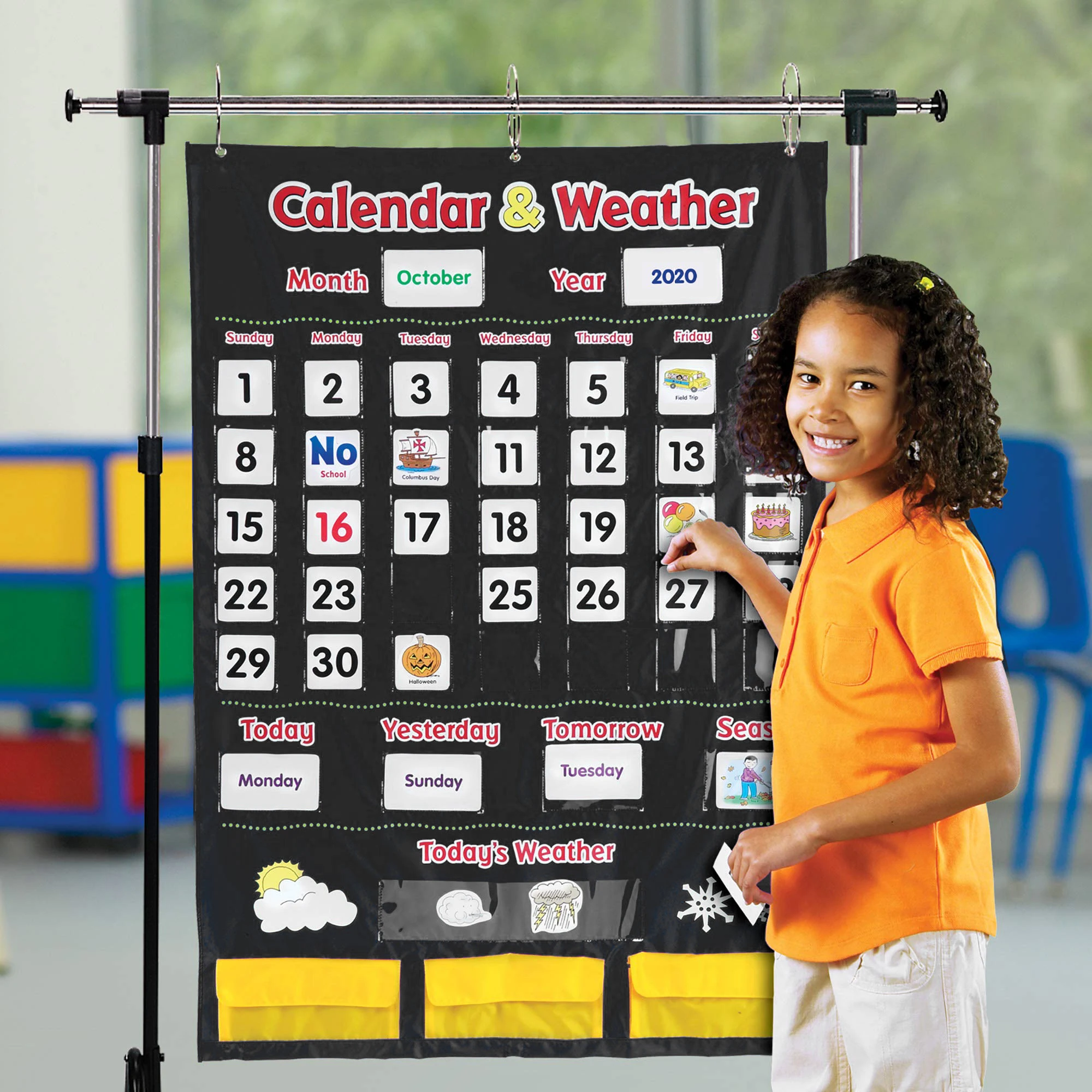Godery 2020-2028 Preschool Calendar and Weather Pocket Chart Set for Kindergarten Classroom Kids