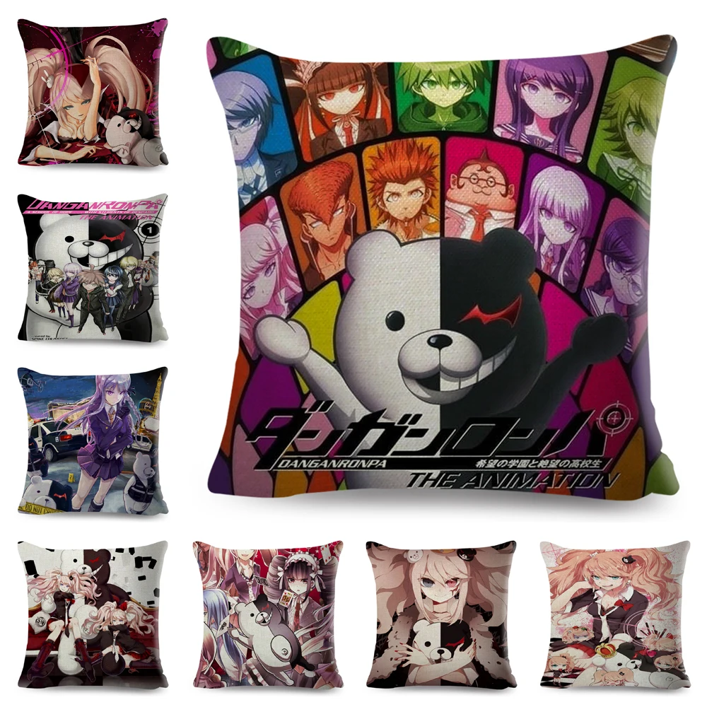

Наволочка для подушки Danganronpa Monokuma, декоративная Классическая наволочка из полиэстера в стиле аниме, для дивана, домашнего автомобиля, 45x45 см