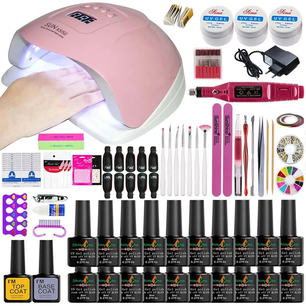Набор для ногтей сушилка 54 Вт/48 Вт Светодиодный УФ лампа и Гель лак верхнее