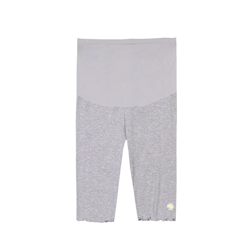 

312# Summer Ice Silk Maternity Half Legging Adjustable High Waist Belly Skinny Shorts Clothes for Pregnant Women Cool Pregnancy