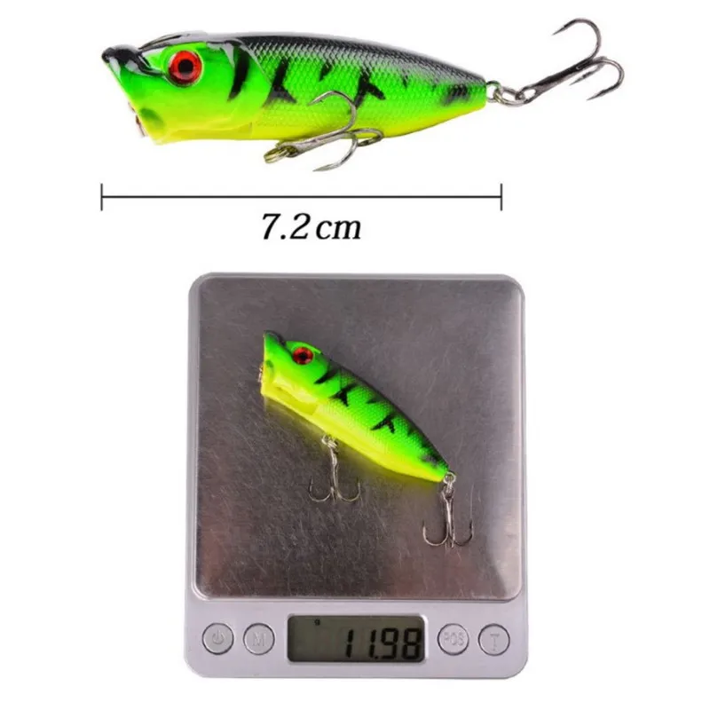 

Fishing Lures 7cm/12g Topwater Popper Bait 5 Colors Hard Bait Artificial Wobblers Plastic Fishing Tackle Hooks