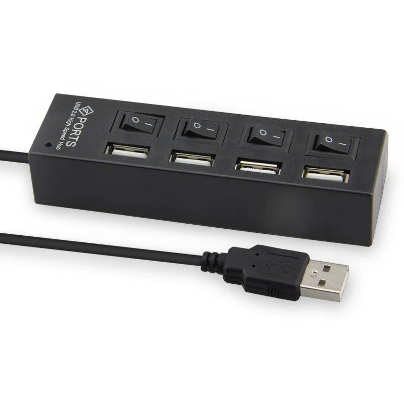 4 Порты и разъёмы Micro usb-хаб 2,0 USB высокоскоростной разветвитель 480 Мбит/с USB 2,0 концентратор светодиодный с переключателем для планшета