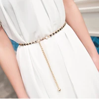 fashion elegant ladies pearl waist chain metal chain belt wild thin waistband women dress decoration belts bohemian slim belt tl