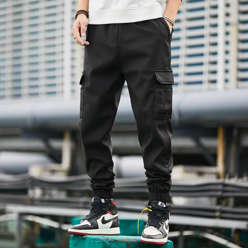 

Winter Fleece Men Pants Hip Hop Harem Jogger Thicken Male Trousers Mens Joggers Solid Multi-pocket Cargo Pants Sweatpants 6XL