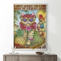 amusing comical kuso cool cat art prints wall decoration vintage poster gift cartoon painting kids room decor canvas picture