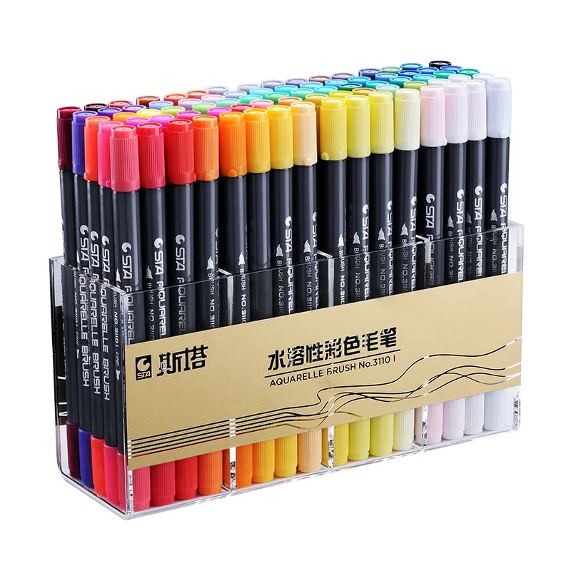 

Double Tips Watercolor Brush Pen 12/24/36/48/80 Colors Maker Pen Set Fineliner For Drawing Manga Artist School Art Supplies