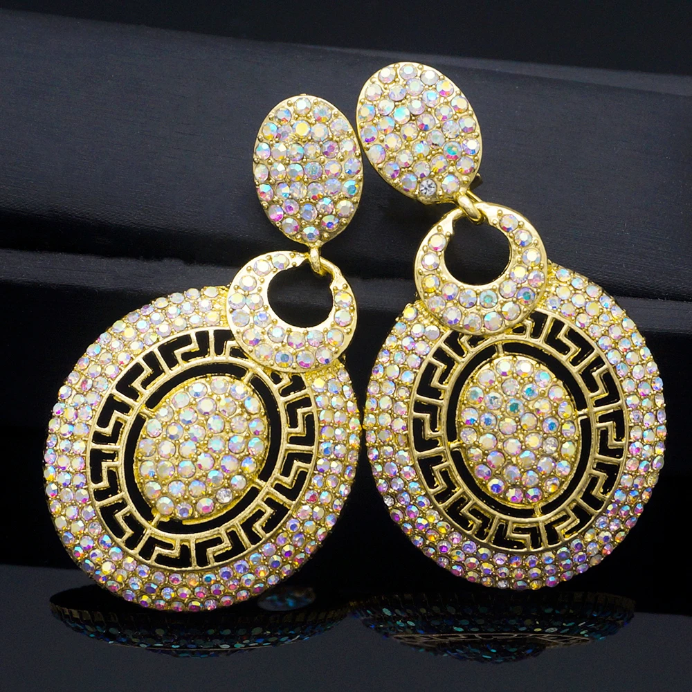 

African Big Earrings For Women Wedding Party Stone Drop Earrings