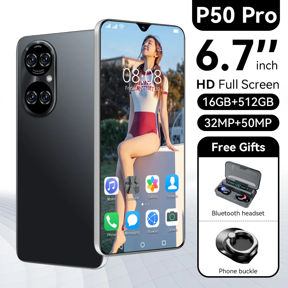 

New Hauwei P50 pro mobile phones 16GB+512GB 6.7 inch Qualcomm 888 smartphones Unlock Dual SIM telephone 6800mAh cellphones