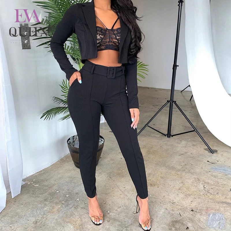 Женский комплект из 2 предметов EvaQueen офисная одежда для женщин осенний с поясом