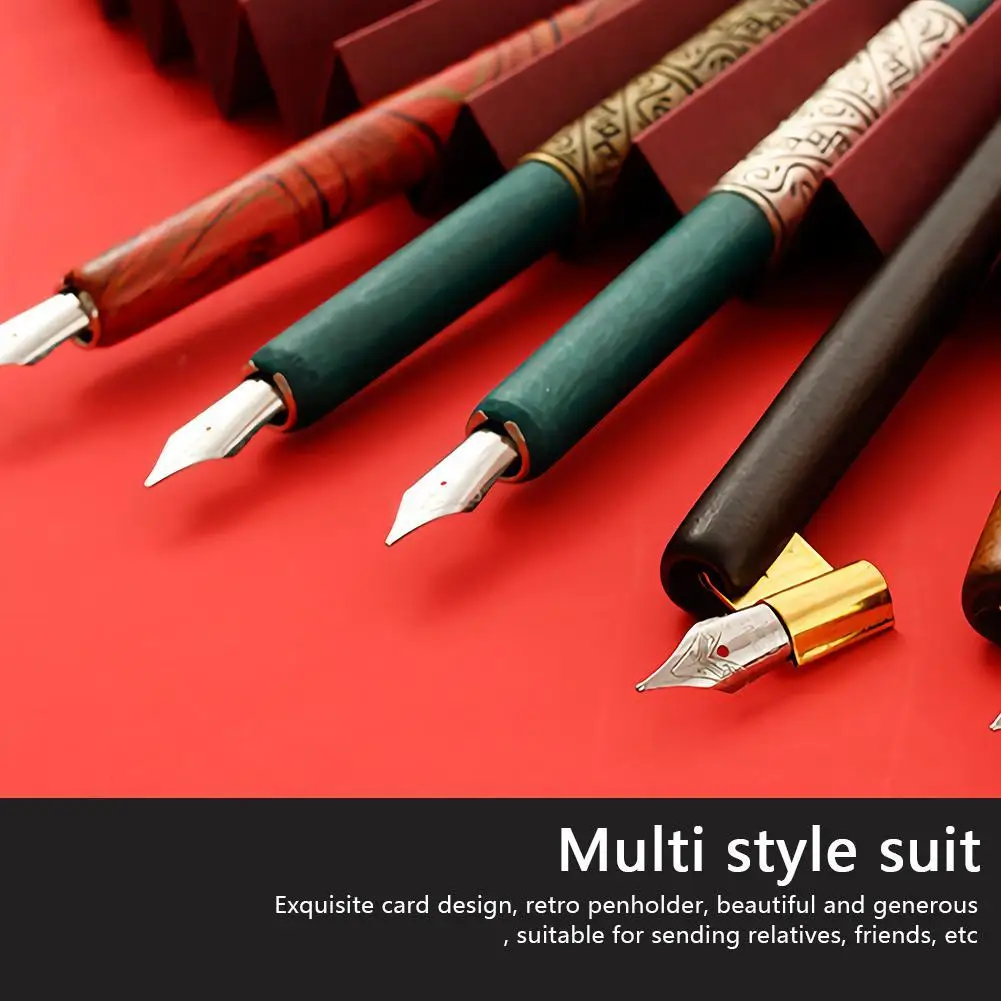 

Wood Manga Calligraphy Dip Pen Set with 6 Nibs For Lettering Card Design a Skiching Drawing Poster Gift Writing a a DIY Pic F5N3
