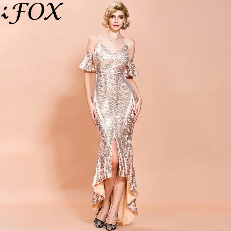 Очаровательные женские платья IFox 2020 на бретелях спагетти с V образным вырезом и