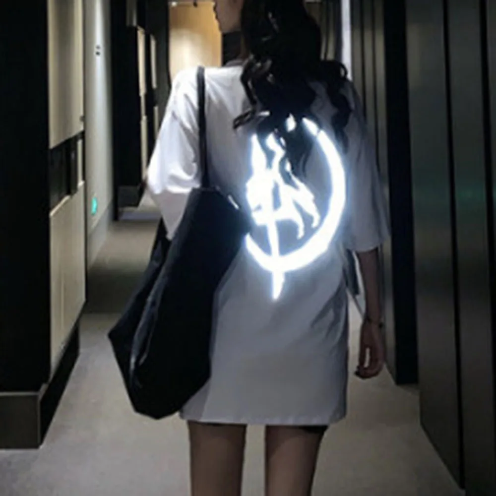 Женская Светоотражающая футболка в Корейском стиле аниме Сейлор Мун графическая