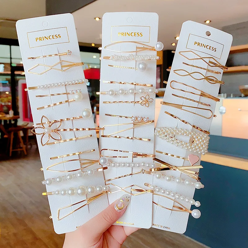 

Заколка для волос с жемчугом и бантом женская, модная металлическая заколка со стразами, с узлом, из сплава, 1 комплект