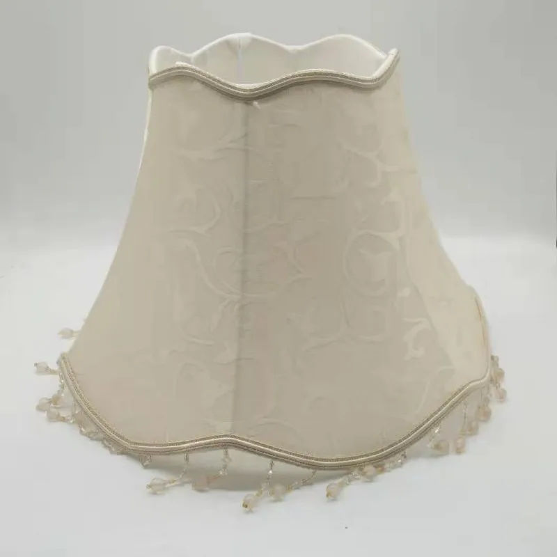 Лампа E27 диаметром 35 см для настольных ламп абажур из бежевой ткани с волнистым