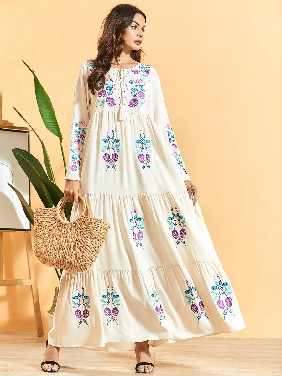 

Turkey Women Muslim Dress Abaya Bohomian Ramadan Maxi Long Dresses Islamic Clothing Eid Musulman Hijab Moroccan Kaftan Abayas