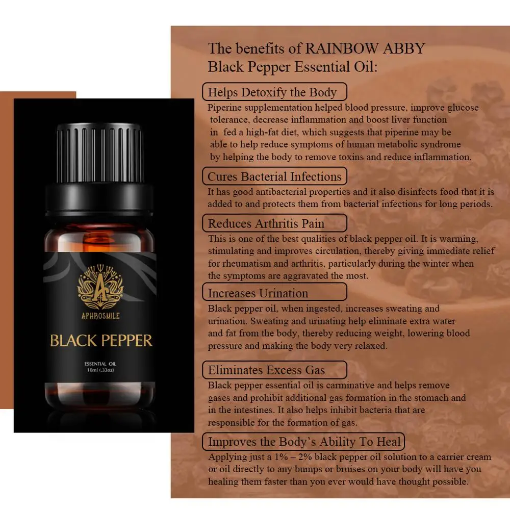 10 мл эфирное масло для ароматерапии органический черный перец снимает стресс