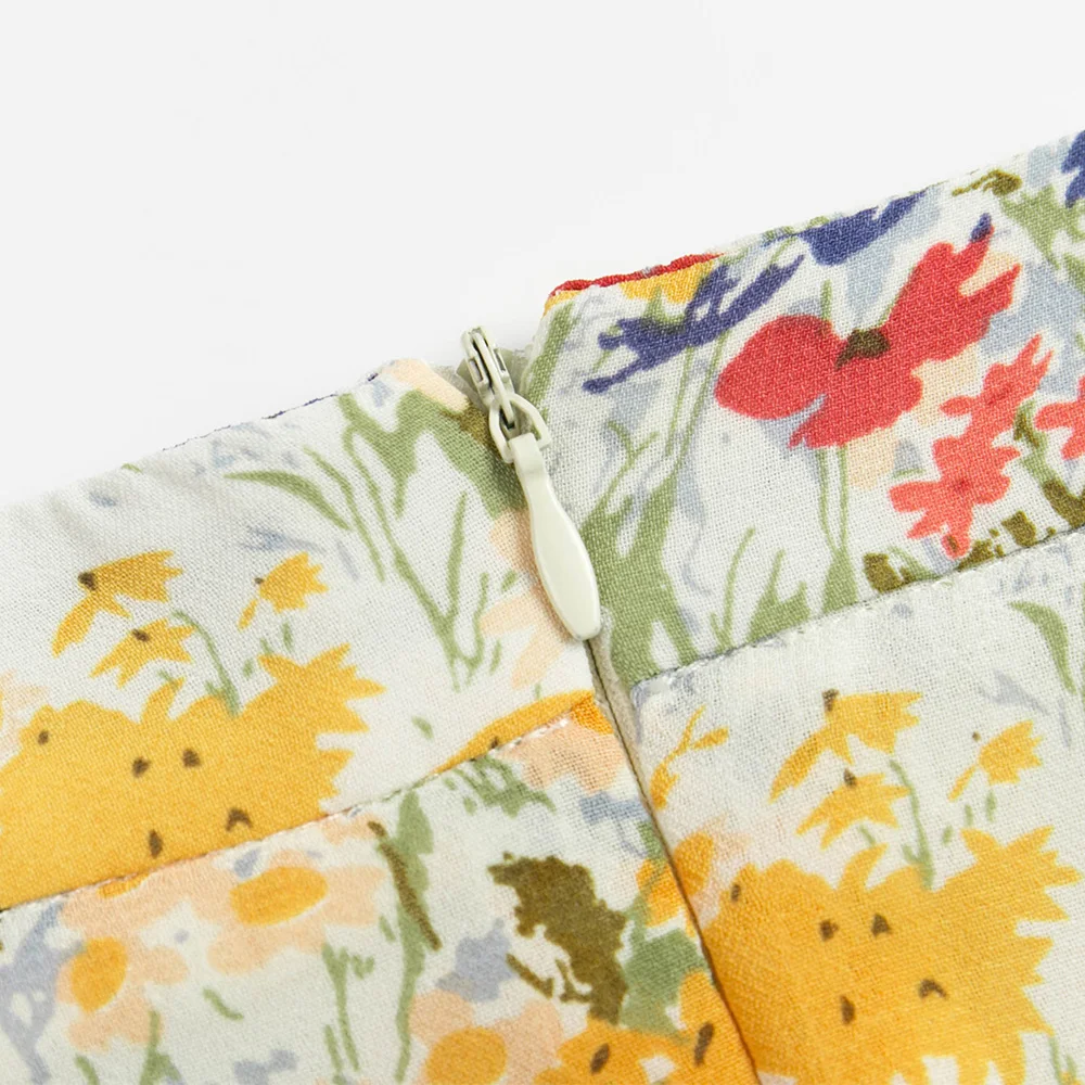 женские юбки 2021 винтажный цветочный принт юбка летняя с высокой талией задняя