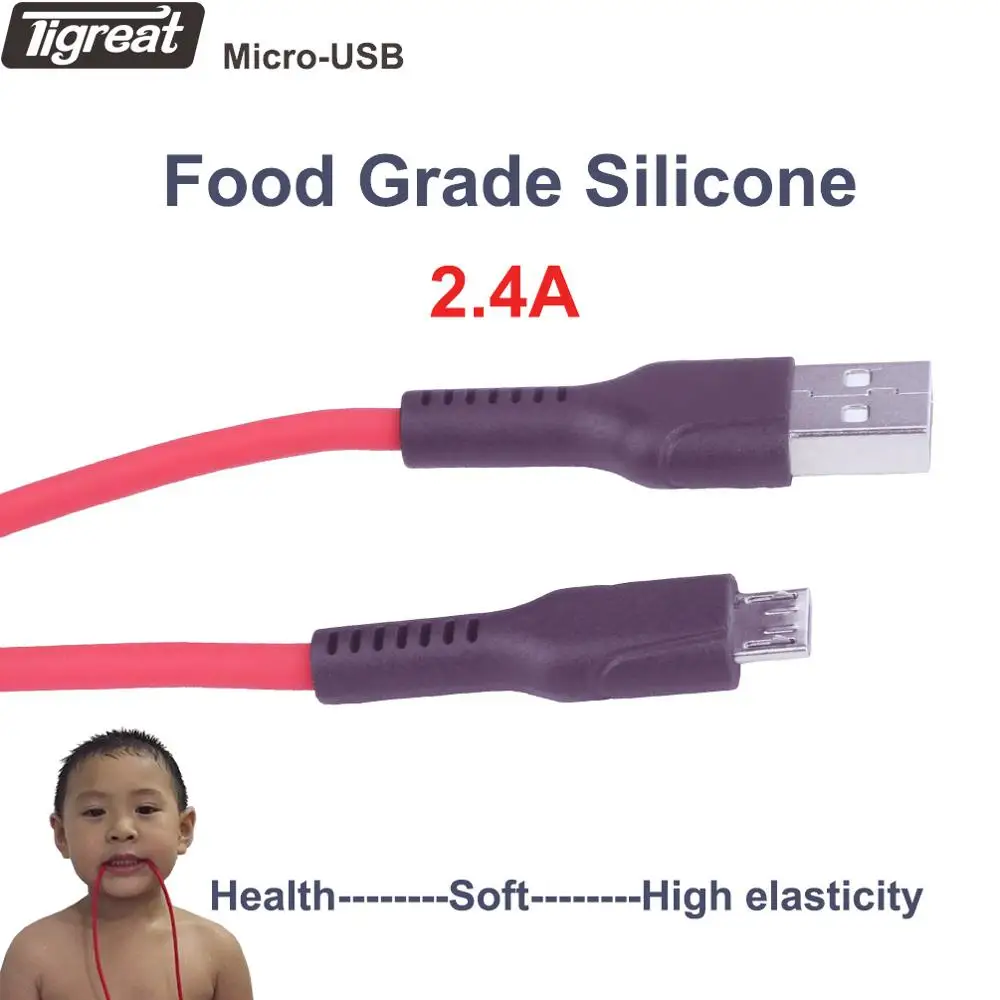 Силиконовый Micro USB кабель Быстрая зарядка передачи данных зарядное устройство для Android шнур Тип 2.4A 1m 2a для SAMSUNG huawei Xiaomi Мобильный телефон