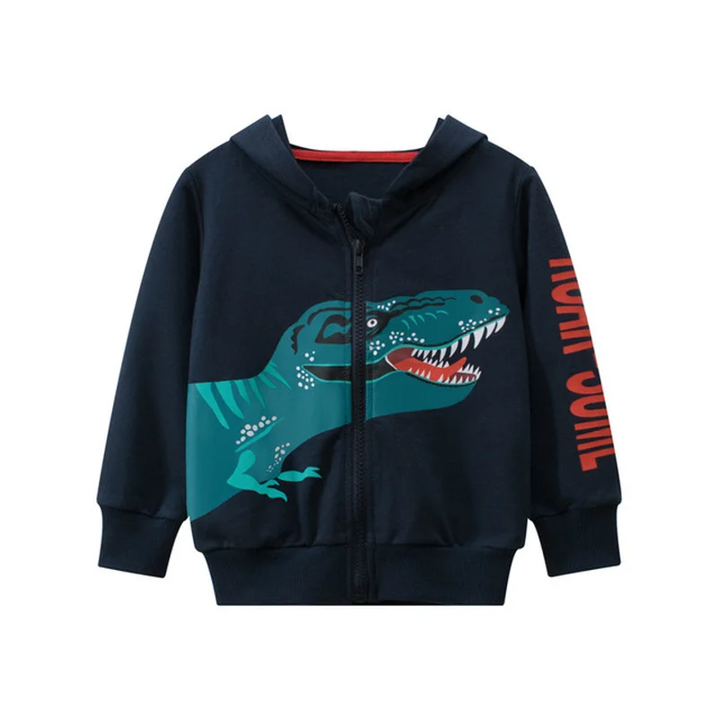 

2021 New Sweatshirts Autumn Boys Girls Jackets Cartoon Hoodies Outerwear Fashion Causal Cotton Coats 1-8 Year Dinosaur Crocodile